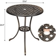 thumbnail image 3 of Royalbelle 24inch Round Bronze Cast Aluminum Bistro Table, Outdoor Coffee Table, 3 of 8