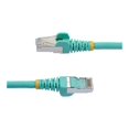 thumbnail image 4 of StarTech.com 15ft CAT6a Ethernet Cable - Aqua - Low Smoke Zero Halogen (LSZH) - 10GbE 500MHz 100W PoE++ Snagless RJ-45 w/Strain Reliefs S/FTP Network Patch Cord - Patch cable - RJ-45 (M) to RJ-45 (M) - 15 ft - S/FTP - CAT 6a - IEEE 802.3bt - halogen-free, molded, snagless, stranded - aqua, 4 of 5
