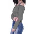 thumbnail image 4 of Moomaya Womens Cold Shoulder Short Top Solid Full Sleeves Summer Tee Tops, 4 of 6