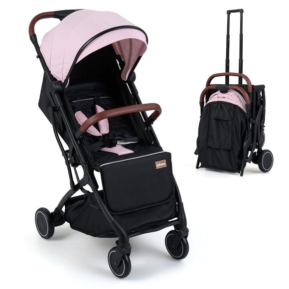 Poussette de Voyage INFANS, Poussette pour Bébé Légère et Compacte pour Avion avec Pliage à une Main, Inclinaison Multi-Positions, Auvent, Suspension à 4 Roues, Panier de Rangement