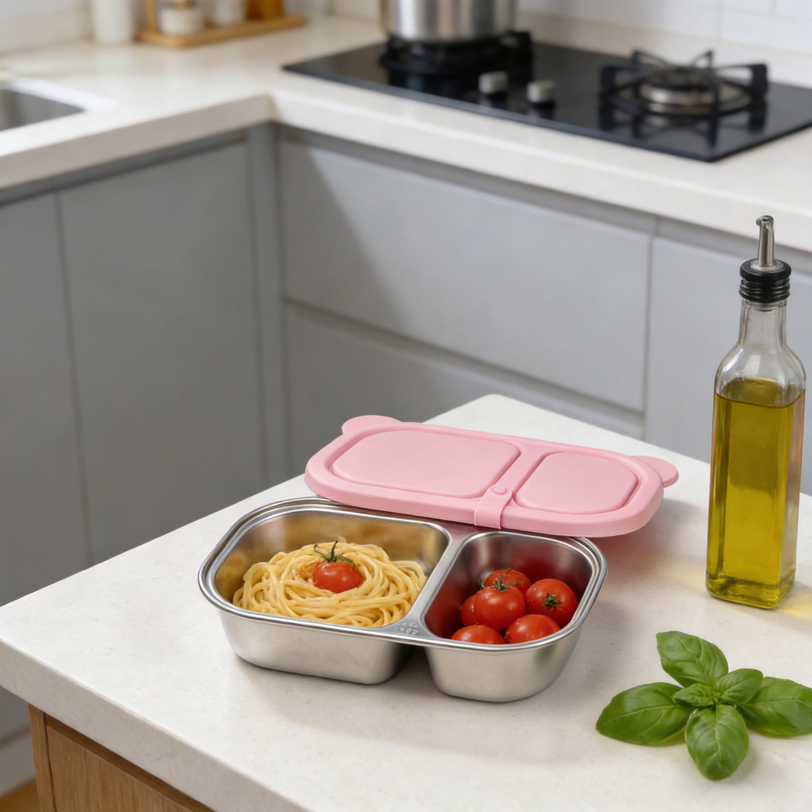 MTBLYS Stainless Steel Snack Containers 2 Compartment 7.55 X 6.29 X 1. ...