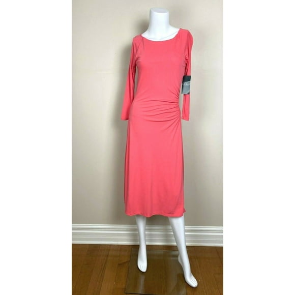 Lauren Ralph Lauren Ruched Stretch Jersey Fit & Flare Dress In Pink Size L $180