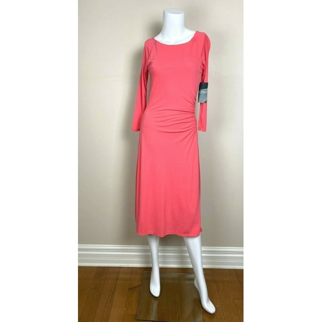 Lauren Ralph Lauren Ruched Stretch Jersey Fit & Flare Dress In Pink Size M $180