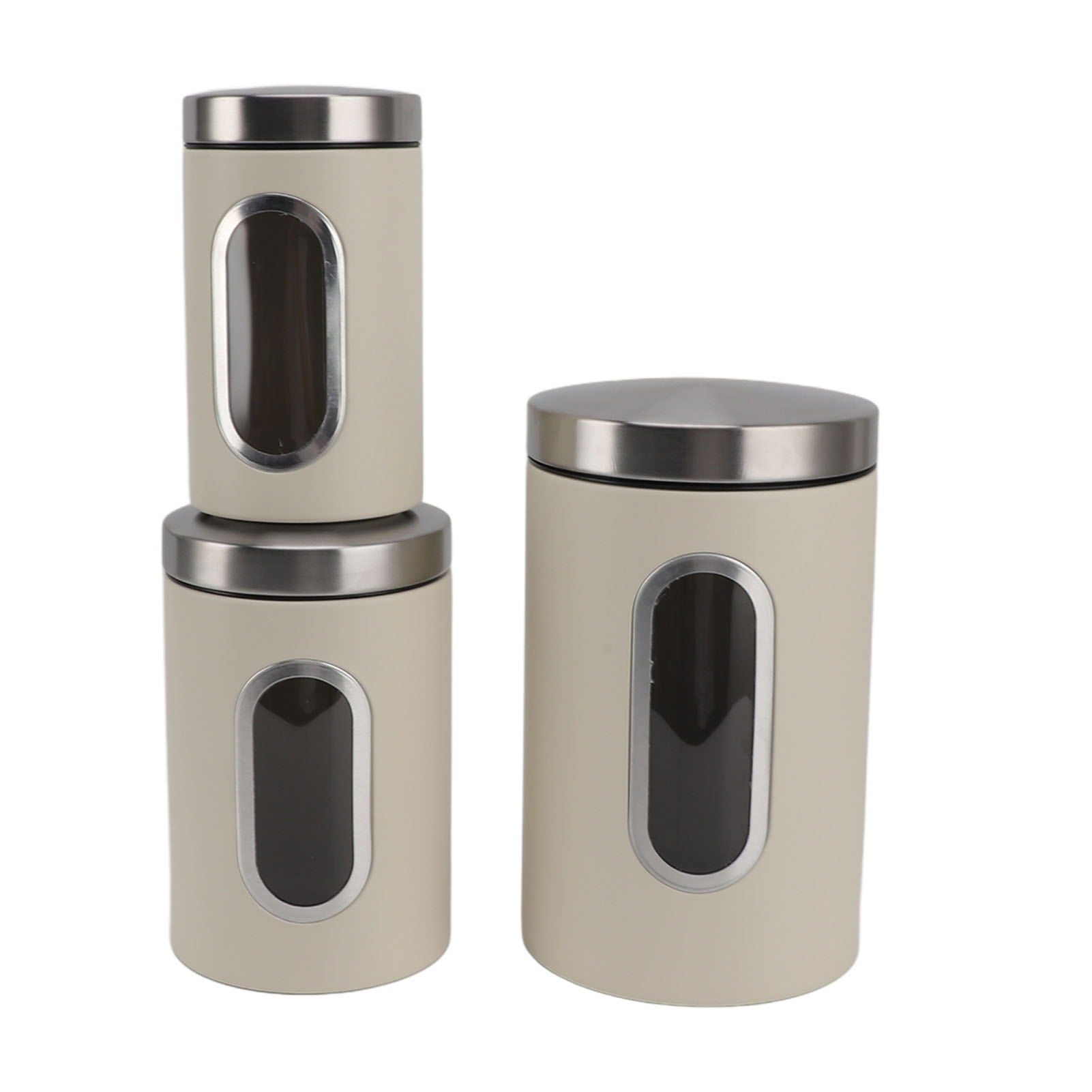 3 Piece Canisters Sets For The Kitchen, Kitchen Jars With See Window, Airtight Coffee Container Tea Organizer & Sugar Canister, Kitchen Canisters Kitchen Decor