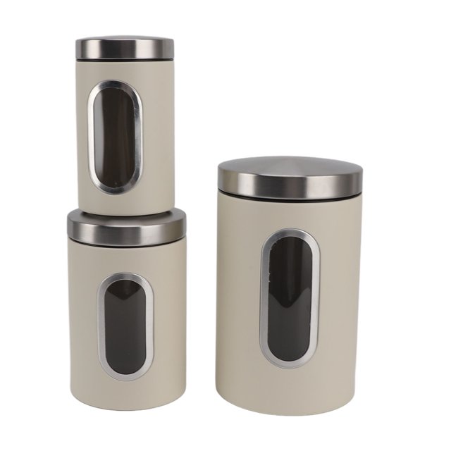 3 Piece Canisters Sets For The Kitchen, Kitchen Jars With See Window, Airtight Coffee Container Tea Organizer & Sugar Canister, Kitchen Canisters Kitchen Decor