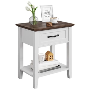Nightstands Set of 2, End Table with Drawer, Side Table for Spaces, 2 Tiers Storage Shelves with Dresser, Bedside Table for Living Room,Bedroom,Dorm