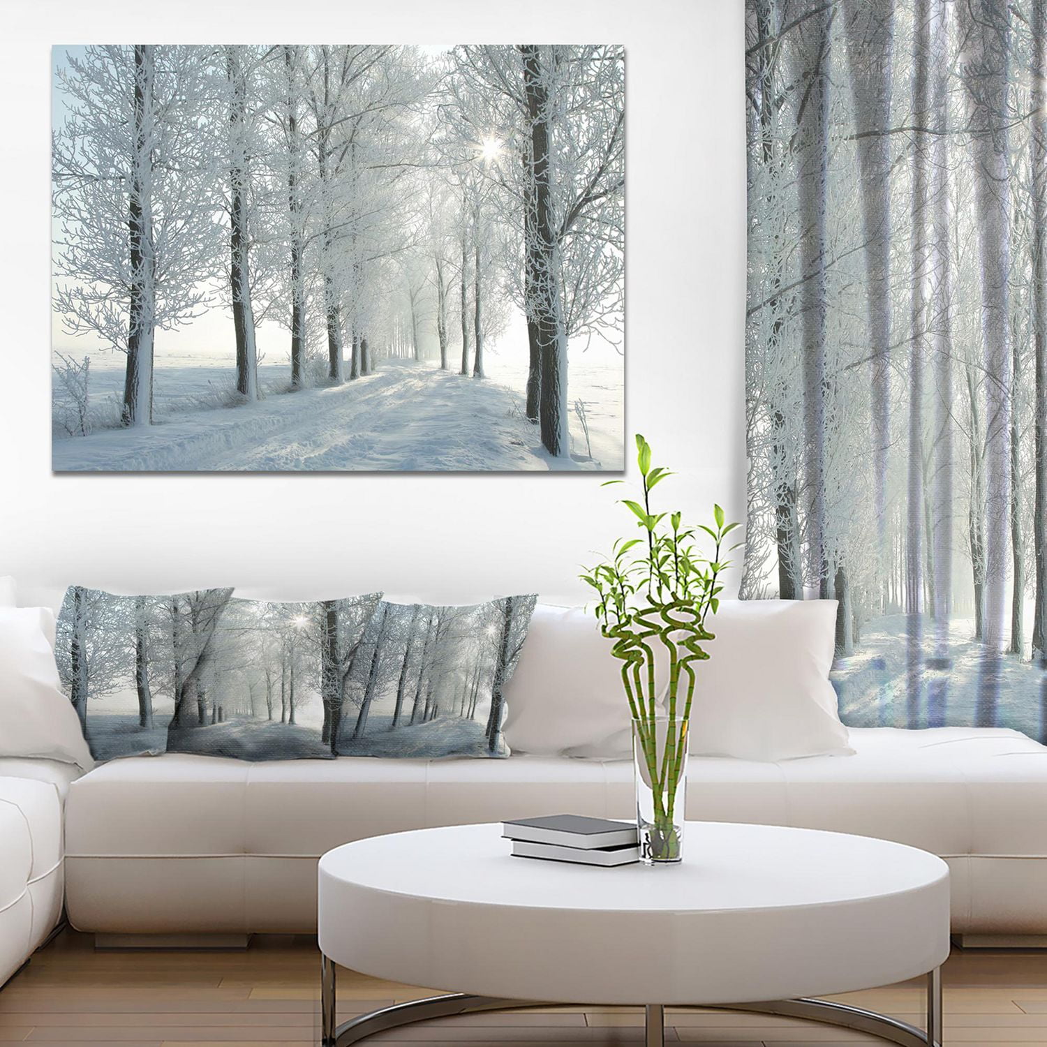 Designart Arbres d'hiver rétro-éclairé par le soleil du matin Art mural sur toile
