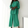 thumbnail image 2 of Mikilon Ensemble Élégant pour Femmes 2 Pcs Manches Courtes Couleur Unie Col Rond (Haut + Pantalon) Mode Manches Courtes Ensemble Chemise Col Rond Gris TG, 2 of 7