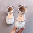thumbnail image 3 of Girls Rhinestone Bow Dress Shoes, Sparkly Sequins Ballet Flats for Wedding Party, Adjustable Strap Princess Mary Janes Sandals, 3 of 5