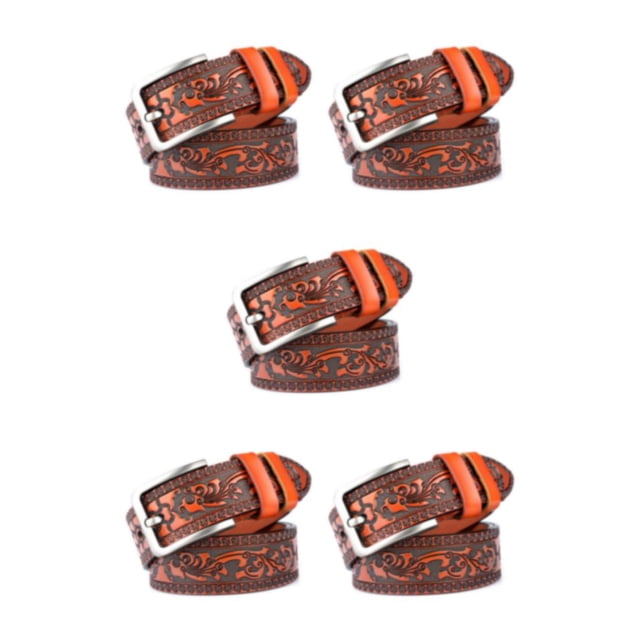 relayinert Classy And Durable PU Belt For Men Wear-resistant And Fine Workmanship Coffee Orange 110cm 5Set