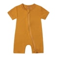 thumbnail image 1 of MIASHUI Baby Short Sleeve Rompers Girls Boys Zipper Jumpsuit Pajamas,Yellow,3-6 Months, 1 of 8