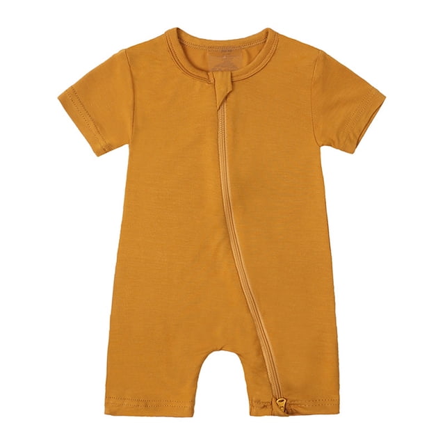 MIASHUI Baby Short Sleeve Rompers Girls Boys Zipper Jumpsuit Pajamas,Yellow,3-6 Months