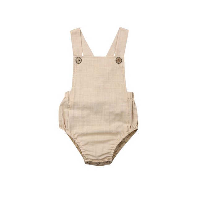 EYIIYE Baby Cotton Romper Sleeveless Sling Solid Color Jumpsuit