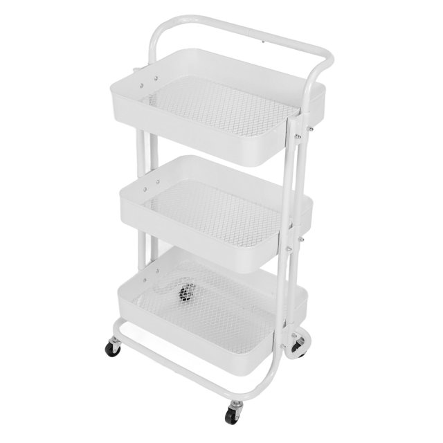 Organizer Trolley, Handle Rolling Utility Cart for Kitchen Black,White