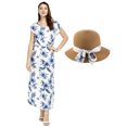 thumbnail image 1 of Robe Maxi Simple Hawaïenne pour Femme à Manches Cap Luau 2TG et Chapeau Assorti Jour Rêve Fleur, 1 of 5