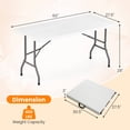 thumbnail image 3 of Costway 5 FT Portable Folding Picnic Table with Wood Grain HDPE Tabletop & Metal Frame White, 3 of 10
