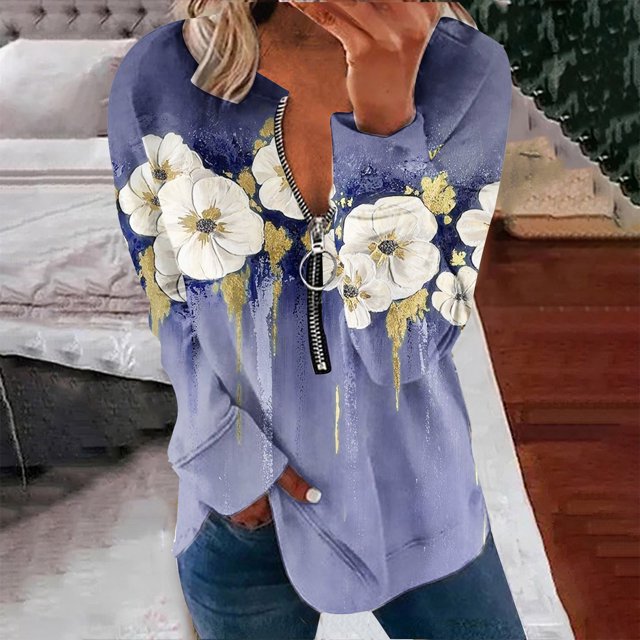 2023 Chandail en Molleton Mode pour Femmes 50 % de Réduction Liquidation Hauts pour Femmes Automne Manches Longues Chandail Ample Chemise Décontractée Habillée Chandails en Molleton Col Rond pour Dames