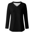 thumbnail image 4 of KIHOUT Hauts pour Femmes Printemps Hiver Mode Décontractée Manches Longues Col en V Couleur Unie Hauts Blouse pour Dames, 4 of 4