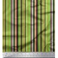 thumbnail image 1 of Soimoi Green Poly Georgette Fabric Vertical Stripe Print Fabric by Yard 52 Inch Wide, 1 of 5