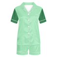 thumbnail image 4 of Yuyuzo Pajama Sets for Women 2 Piece Short Sleeve Button down Shirts Lounge Sets Color Block Soft Pj Sets, 4 of 5