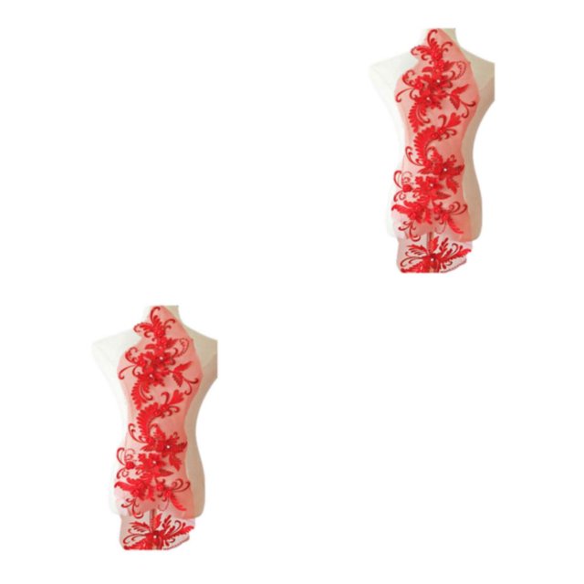 relayinert Belle Robe en Dentelle Florale Appliqué Patch pour Robes de Mariage Uniques Robe de Mariage Unique Dentelle Appliqué Rouge 2Ensemble