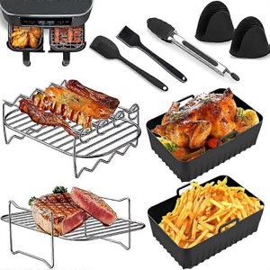Dual Basket Air Fryer Accessories, Set of 9 Fit for Dual Air Fryer AF451UK AF500UK
