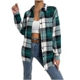 thumbnail image 2 of Qertyioot Mode Hiver Femmes Veste Décontractée Imprimée Manches Longues Hauts Manteau à Carreaux, 2 of 9