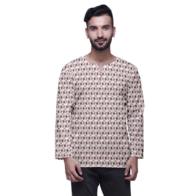 Atasi Indian Traditional Kurta For Men Keyhole Neck Short KurtaShirtFor Boys