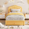 thumbnail image 1 of Twin Berber Fleece Upholstered Platform Bed Frame with Storage Drawer and Smart LED Headboard No Box Spring Needed for Kids Yellow, 1 of 7