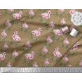 thumbnail image 3 of Soimoi Brown Modal Satin Fabric Grass & Flamingo Bird Fabric Prints By Yard 42 Inch Wide, 3 of 3