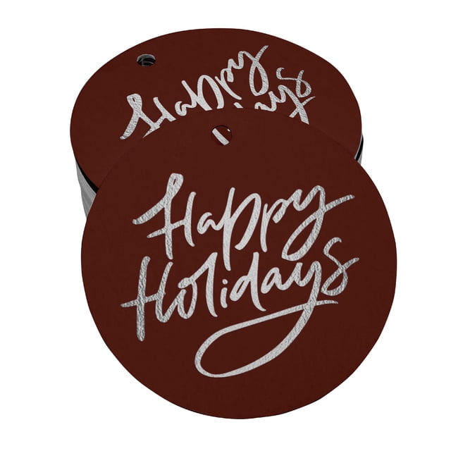 Inkdotpot Pack Of 100 Happy Holiday Favor Paper Tags Craft Real Silver Foil Hang Tags