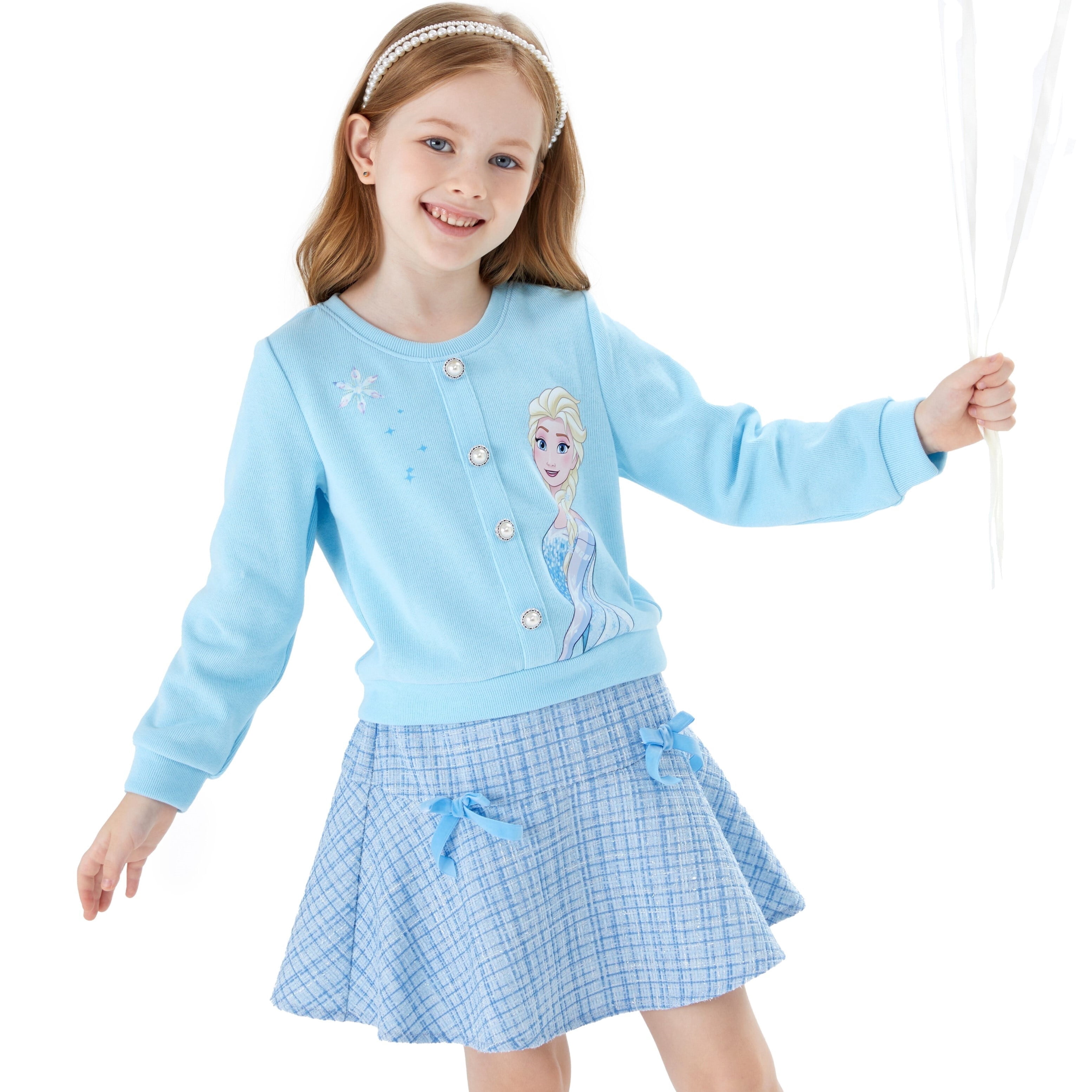 Disney Frozen Elsa Girls Dresses Sets Graphic Sweatshirts with