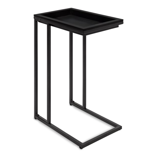 Kate and Laurel Lockridge Foldable Modern Side C-Table, 18.5" x 12" x 26.75", Black