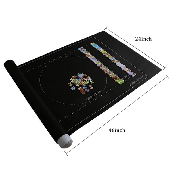 Tapis De Rangement De Puzzle En Feutre Imperméable – Enroulable, Compatible 1500/2000/3000 Pièces – Noir, 66x117 Cm