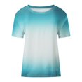 thumbnail image 4 of SMihono Hauts pour Femmes Été Décontracté Mode Féminine Impression Col Rond T-shirt Manches Courtes Ample Pull Blouse T-shirt Oversize pour Femmes 2023, 4 of 5