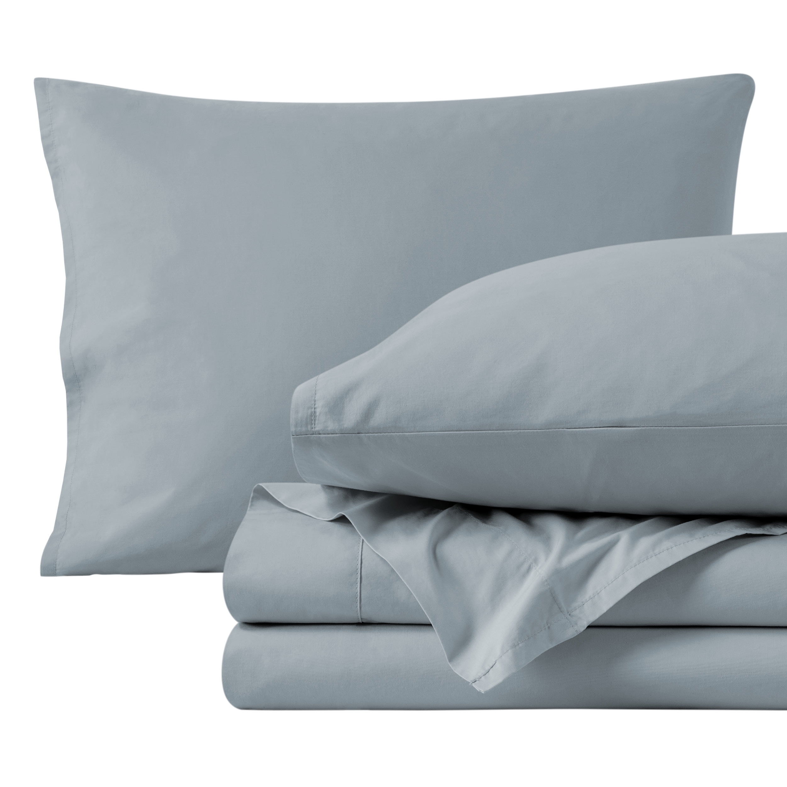 Bare Home Organic Percale Sheet Set - 300 Thread Count - 100% Organic Cotton - Queen, Dusty Blue