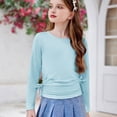 thumbnail image 4 of Plebaso Chemises à Manches Longues pour Filles avec Cordon de Serrage Col Rond Blouses Décontractées Tuniques de Mode pour Enfants Filles, 4 of 6