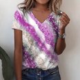 thumbnail image 2 of Birdeem Mode Femme Blouse T-Shirt à Col en V à Manches Courtes Été Imprimé Hauts Amples, 2 of 8