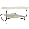 thumbnail image 3 of vidaXL Outdoor Lounge Bed with Canopy and Pillows Cream White, 3 of 5