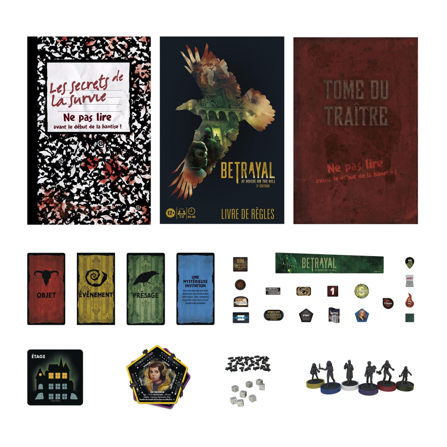 Avalon Hill Betrayal at the House on the Hill, jeu de plateau coopératif 3e édition, 50 scénarios effrayants, de 3 à 6 joueurs, dès 12 ans