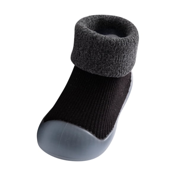 Toddler Slippers,Boys Knit Slipper Socks Rubber Sole Warm Soft Toddler Shoes Indoor Outdoor Use,Kids Slippers,Black,3-6 Months