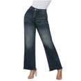 thumbnail image 2 of jovati Spring and Summer New Solid Button Zipper Straight Denim Fashion Casual Jeans Pants, 2 of 7