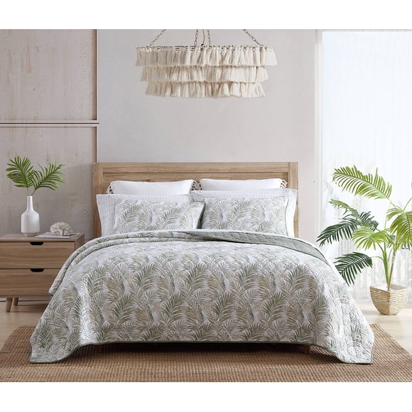 Tommy Bahama - Queen Quilt Set, Reversible Cotton Bedding with Matching Shams, Soft Coastal Bedspread, Super Soft Bedding Set (Maui Palm Green, Queen)