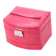 thumbnail image 4 of Jewelry Box Organizer 3 Layer Faux Leather Necklace Ring Earrings Display Storage Case  Rose Red, 4 of 10
