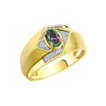 thumbnail image 3 of RYLOS Mens Rings Yellow Gold Plated Silver Ring 6X4MM Oval Shape Gemstone & Diamond Ring Alexandrite June Birthstone Rings For Man Silver Rings Size 13, 3 of 7