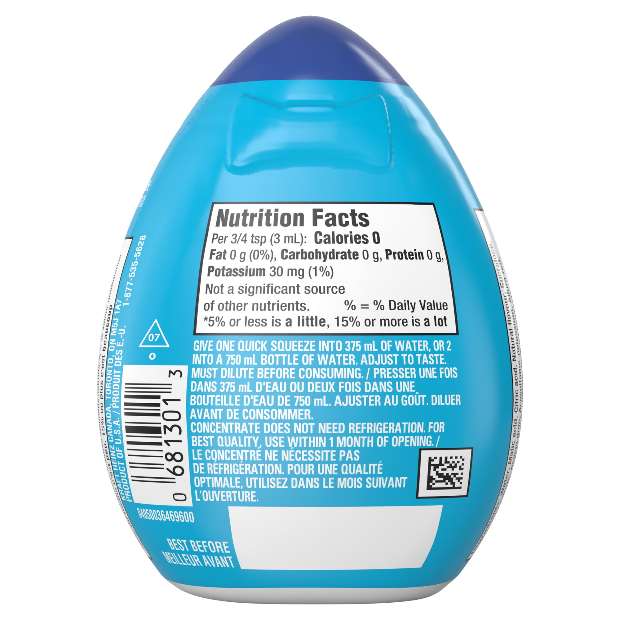 Aromatisant D'Eau Liquide Canneberges Et Framboises, Bouteille