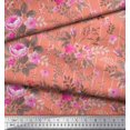 thumbnail image 2 of Soimoi Moss Tissu Georgette à Rayures, Feuilles et Imprimé Floral de Roses, Tissu au Mètre, 42 Pouces de Large, 2 of 3