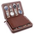 thumbnail image 4 of MasteelfCA Portable Zippered Watch Travel Case Holder 8 Compartments Watches Interior Storage Organizer Watch Collection Travel Bag (Brown 8 Watch Box Compartments), 4 of 7