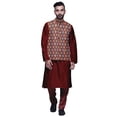 thumbnail image 1 of Atasi Kurta Pyjama Traditionnel Uni à Col Mandarin avec Ensemble de Veste Imprimée, 1 of 3