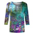 thumbnail image 4 of EQWLJWE Blouses à Manches Longues pour Femmes Hauts pour Femmes Liquidation T-shirt Imprimé de Mode pour Femmes Blouse à Manches 3/4 Col Rond Hauts Décontractés, 4 of 5